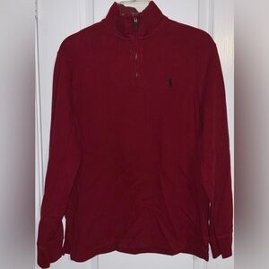 Polo Ralph Lauren Estate-Rib Cotton Quarter-Zip Pullover Burgundy Size S